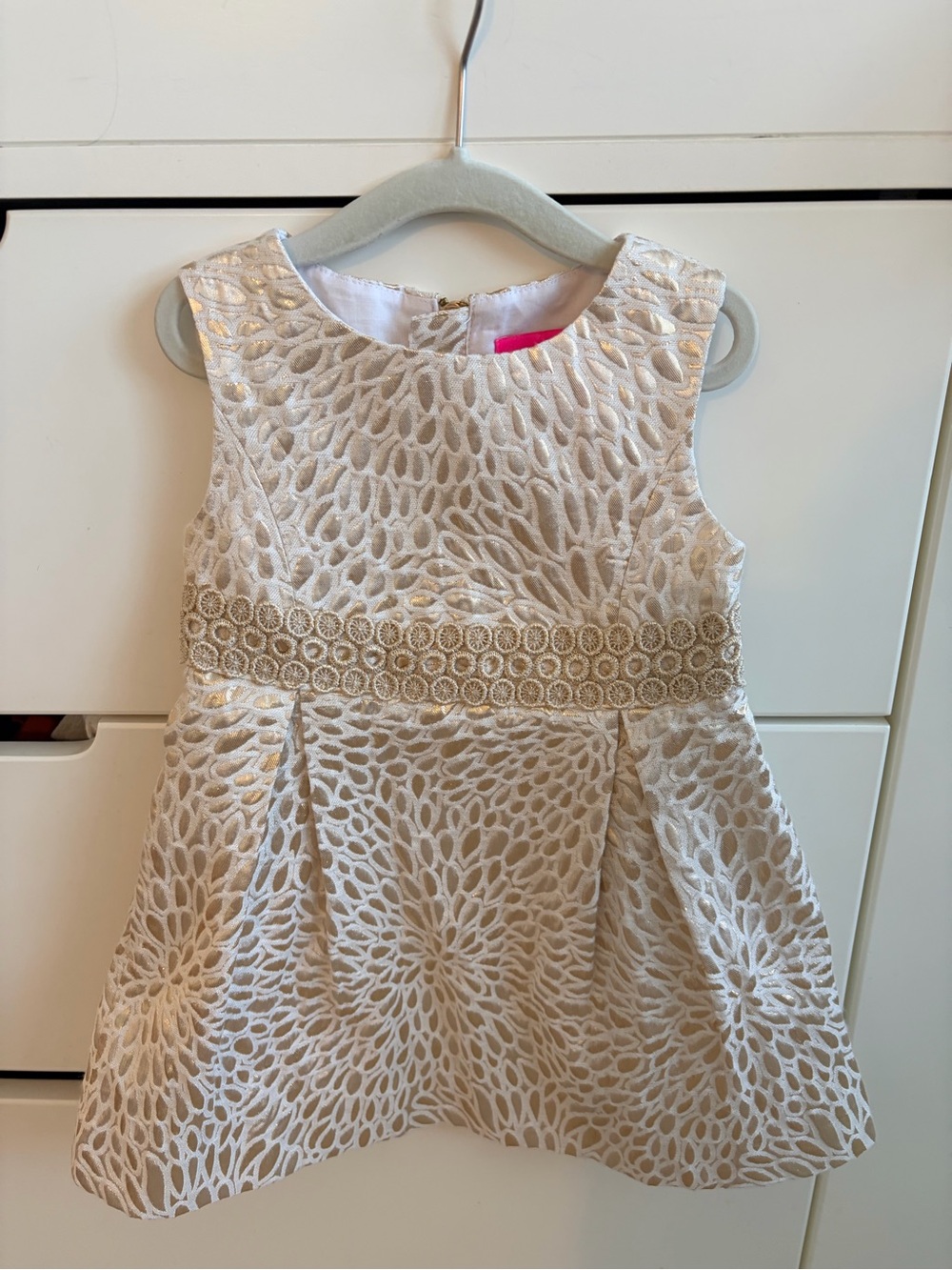 Lilly Pulitzer Ivory and Gold Textured Floral Dress